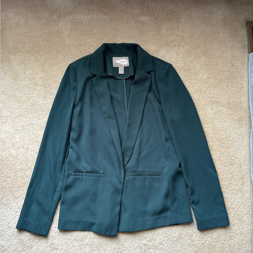 Forever 21 Green Blazer Structured Suit Jacket